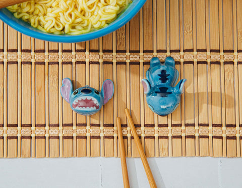 Silver Buffalo Lilo & Stitch table-top dining scene with rests and chopsticks.