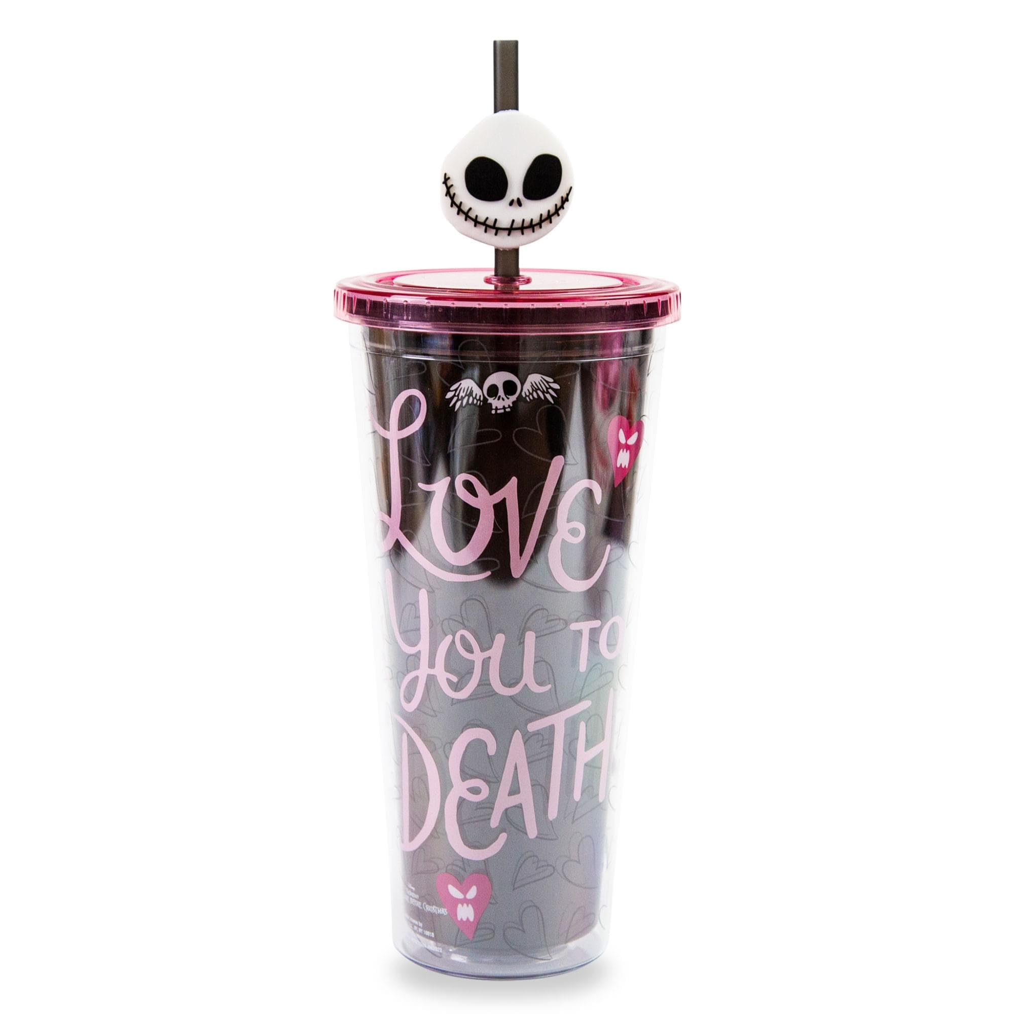Silver Buffalo cup side art reads love you to death for mood.