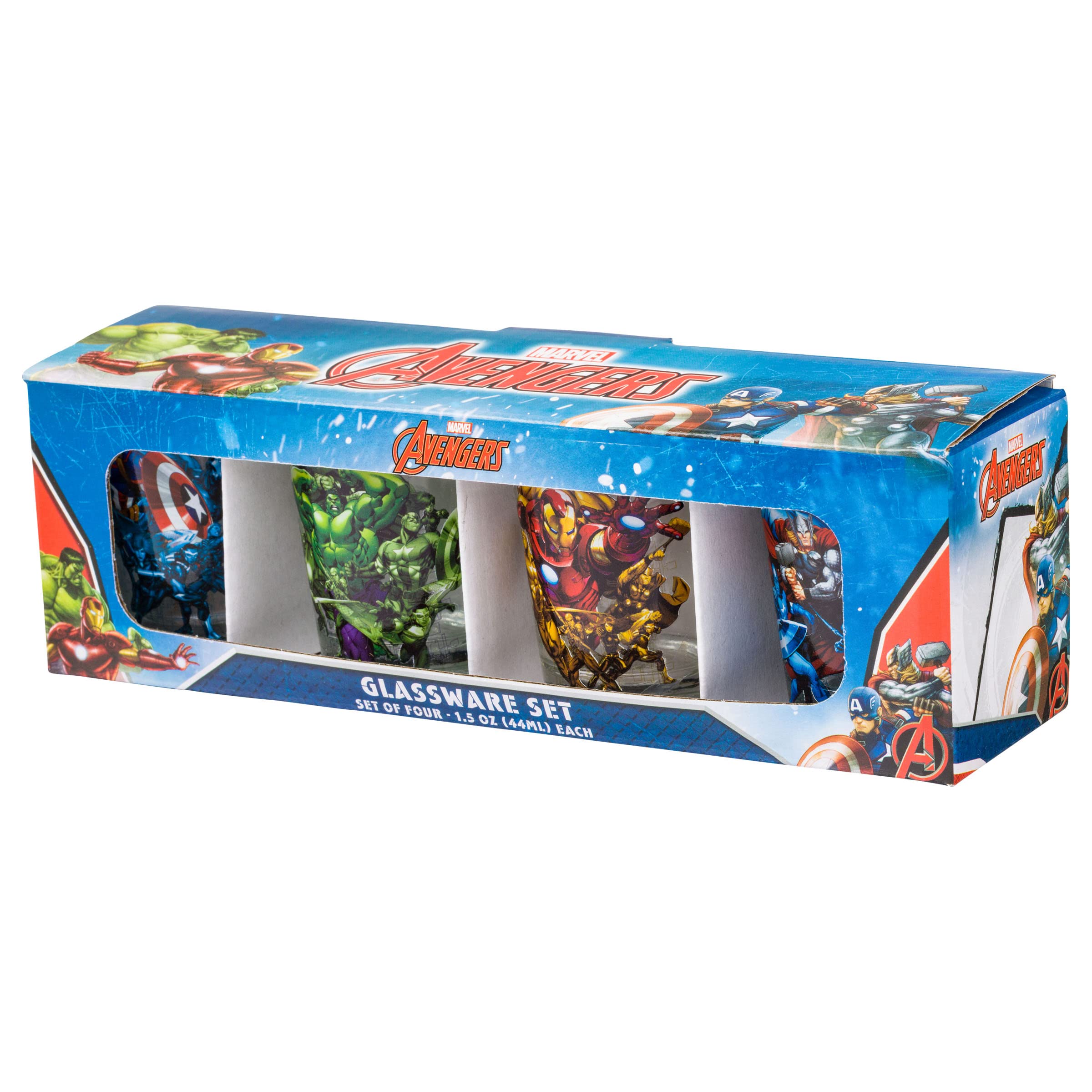 Silver Buffalo Marvel Avengers dishwasher-safe mini glass for easy cleanup