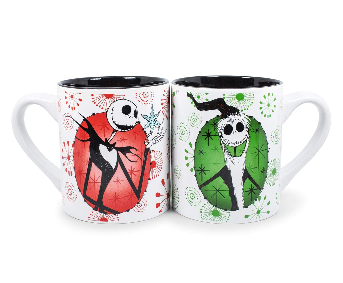 Silver Buffalo Nightmare Before Christmas mug in green and white with a comfortable grip for warm beverages