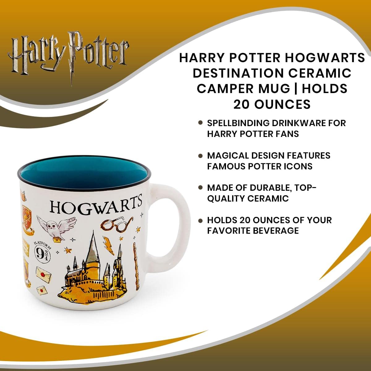 Silver Buffalo officially licensed Hogwarts mug suitable as a gift