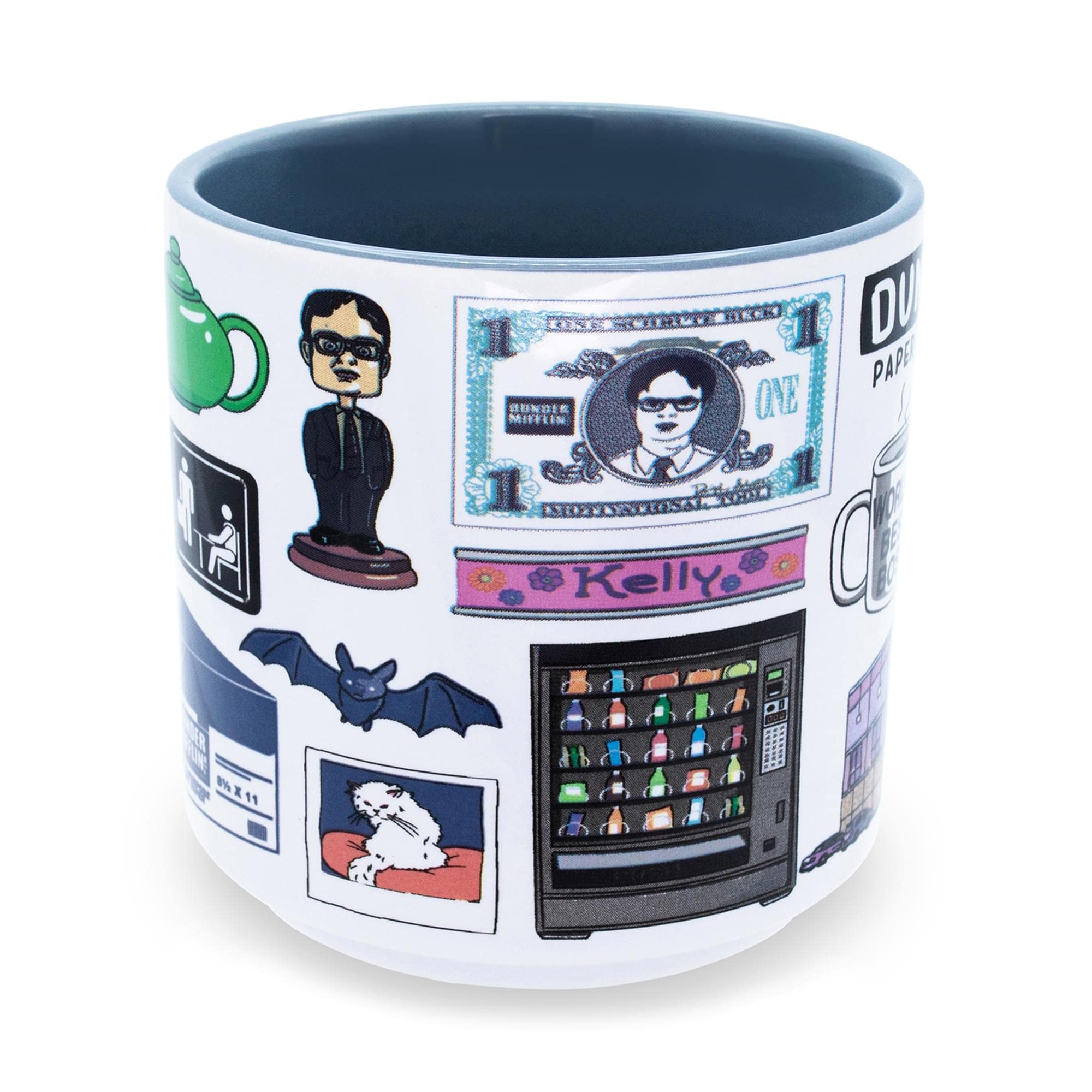 Silver Buffalo Pam drawing icon brings lighthearted office humor to daily sips.