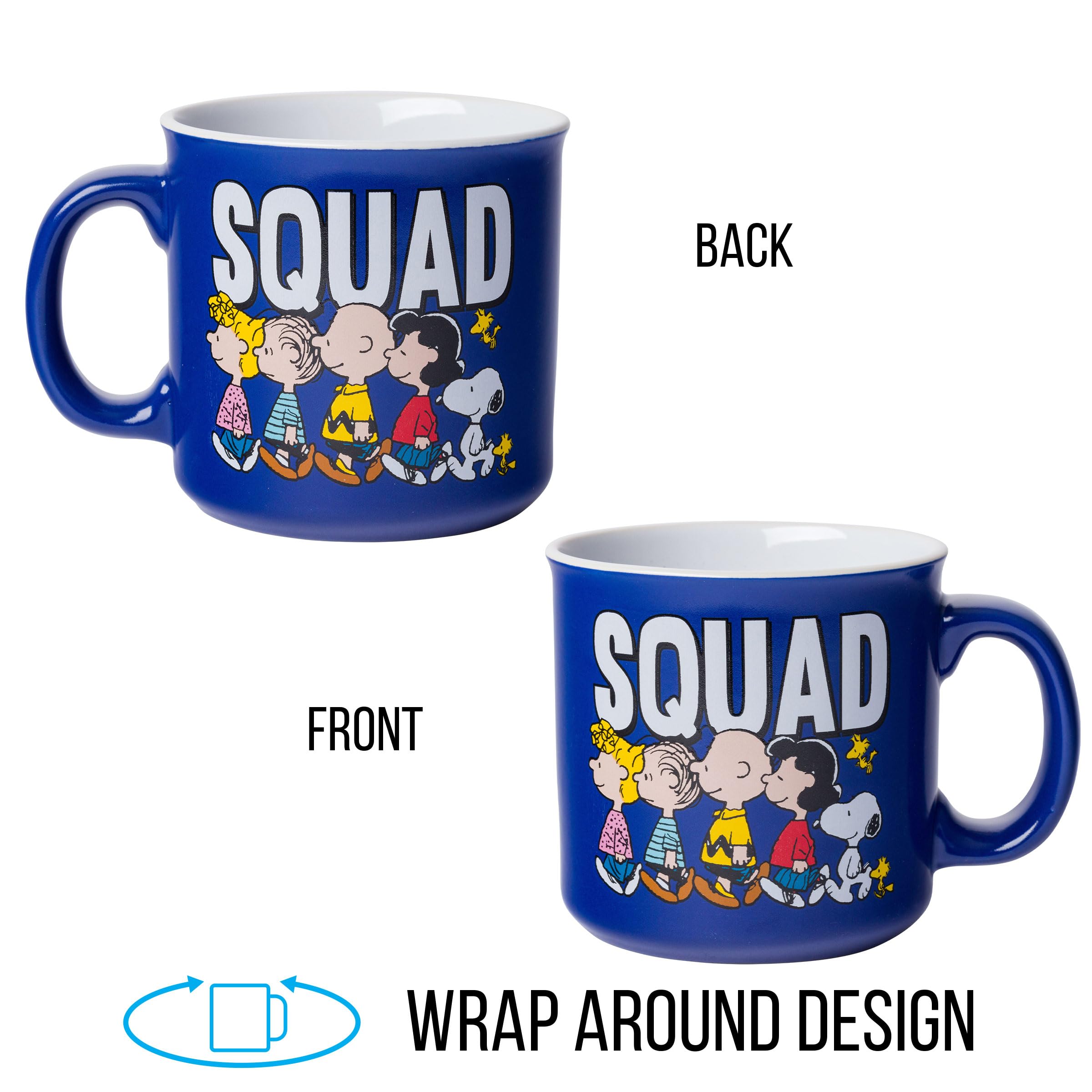 Handle detail on the Silver Buffalo Peanuts Squad mug for comfortable grip.