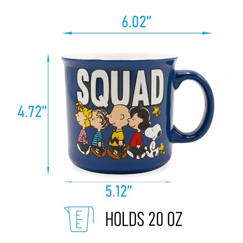 Silver Buffalo Peanuts Squad mug side view showcasing vibrant character artwork for daily sipping.