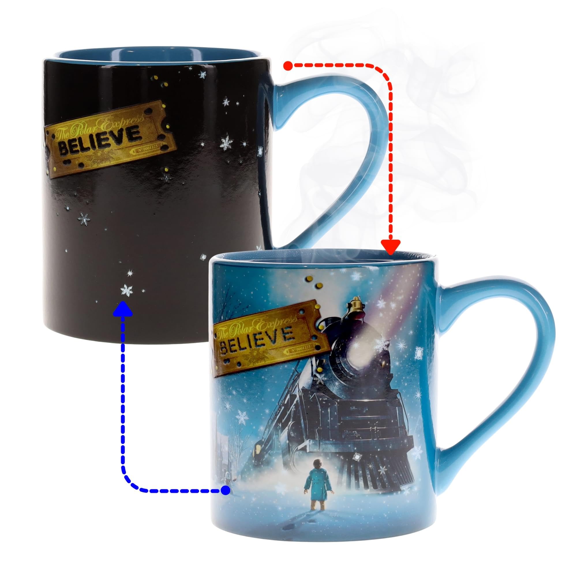 Silver Buffalo Polar Express train reveal after heat for a magical beverage moment.