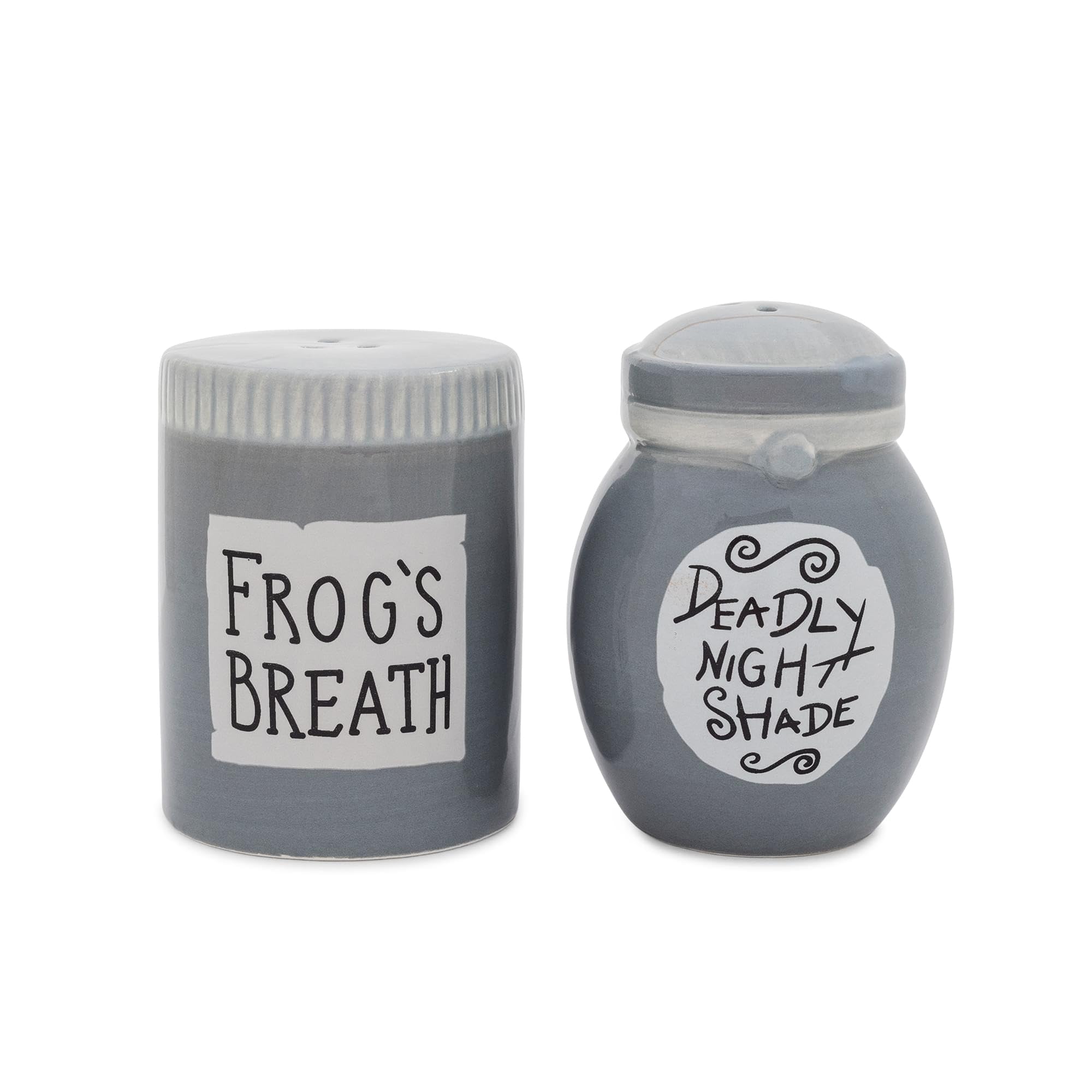 Silver Buffalo Sally jars display a Tim Burton-inspired Sally design on a dining table.