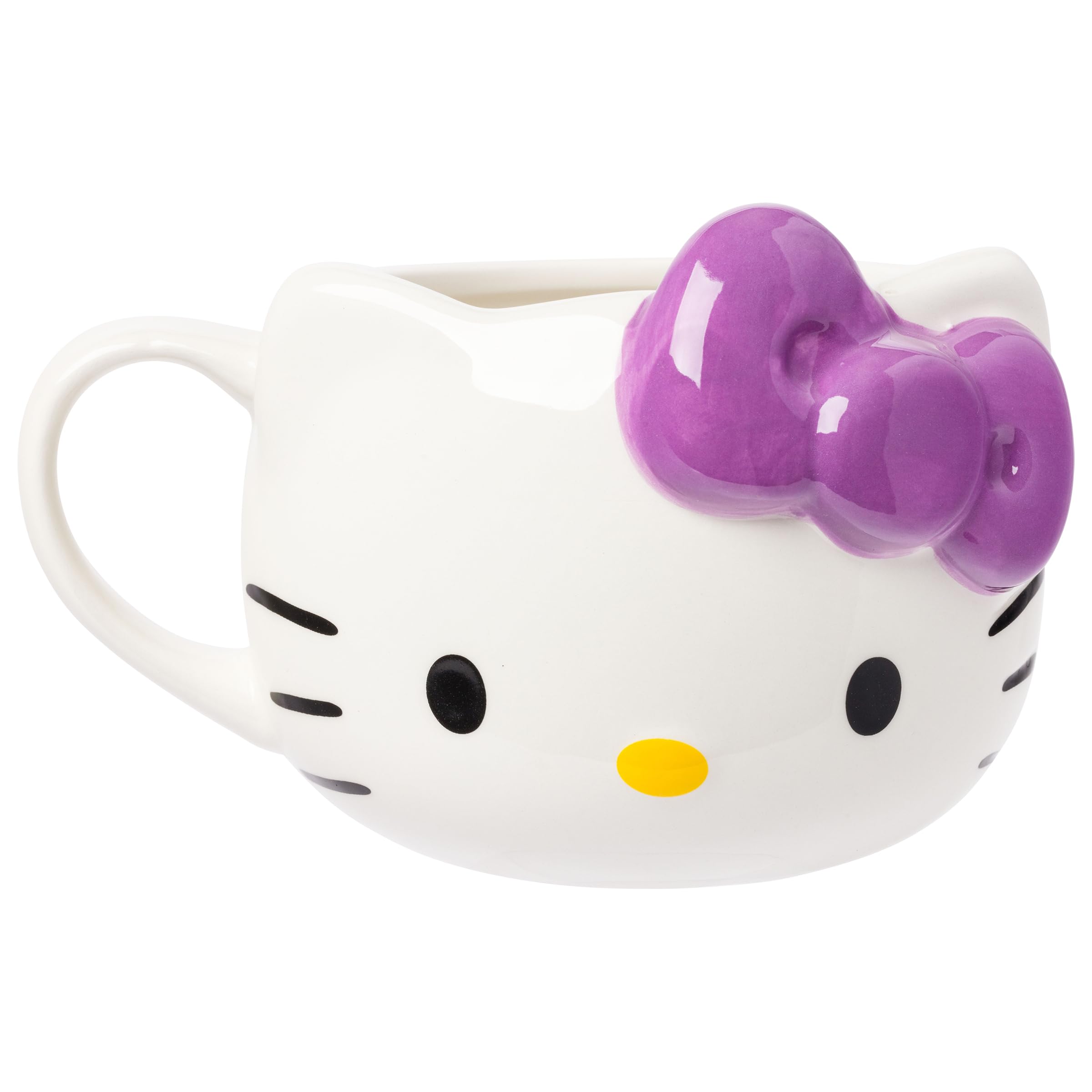 Silver Buffalo Hello Kitty mug featuring a 3D purple bow, ideal for tea lovers.