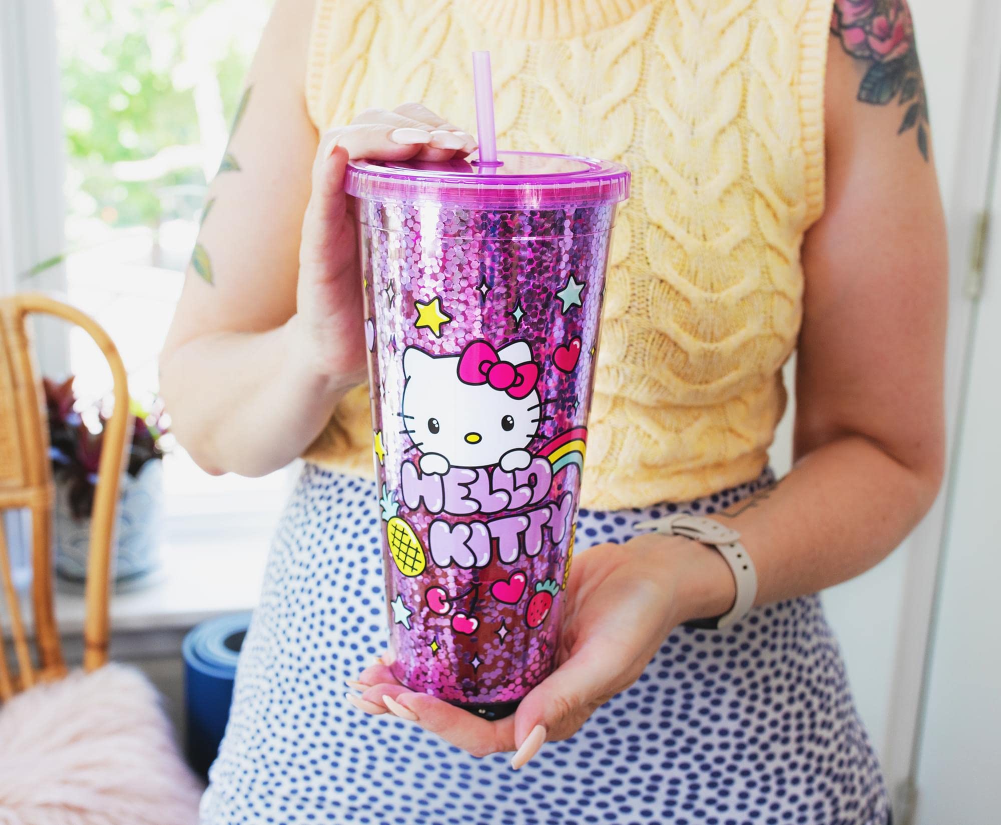 Silver Buffalo official Sanrio licensed cup featuring Hello Kitty imagery.