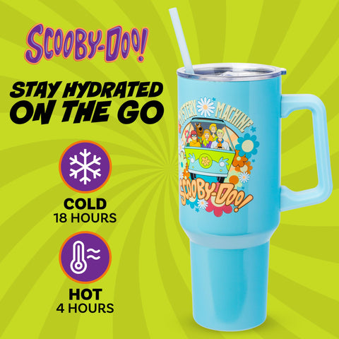 Silver Buffalo Scooby-Doo Mystery Machine tumbler group shot showcases the iconic design for fans.