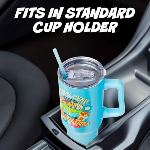 Silver Buffalo Scooby-Doo Mystery Machine tumbler stainless steel provides durable daily use.