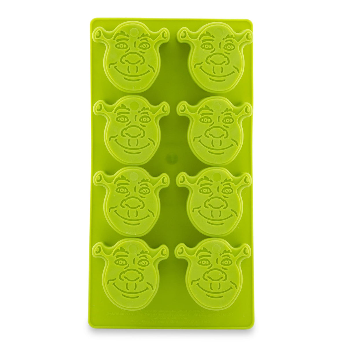 Silver Buffalo Shrek face ice cubes brighten drinks and parties.