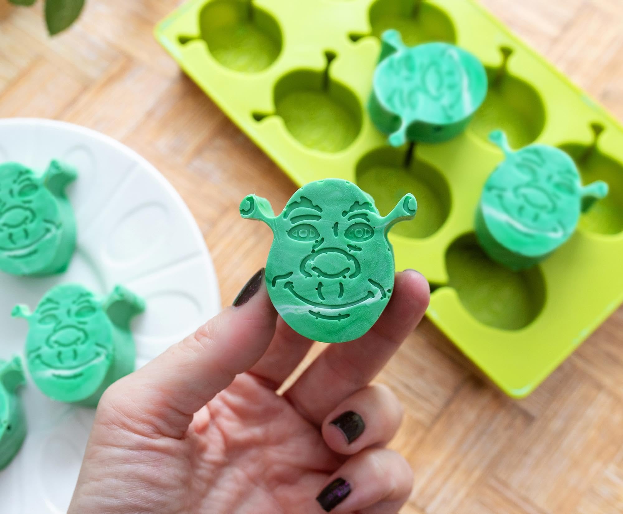 Reusable silicone tray doubles as candy or jelly mold.
