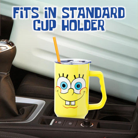 Gift-ready SpongeBob tumbler from Silver Buffalo, perfect for fans and collectors.