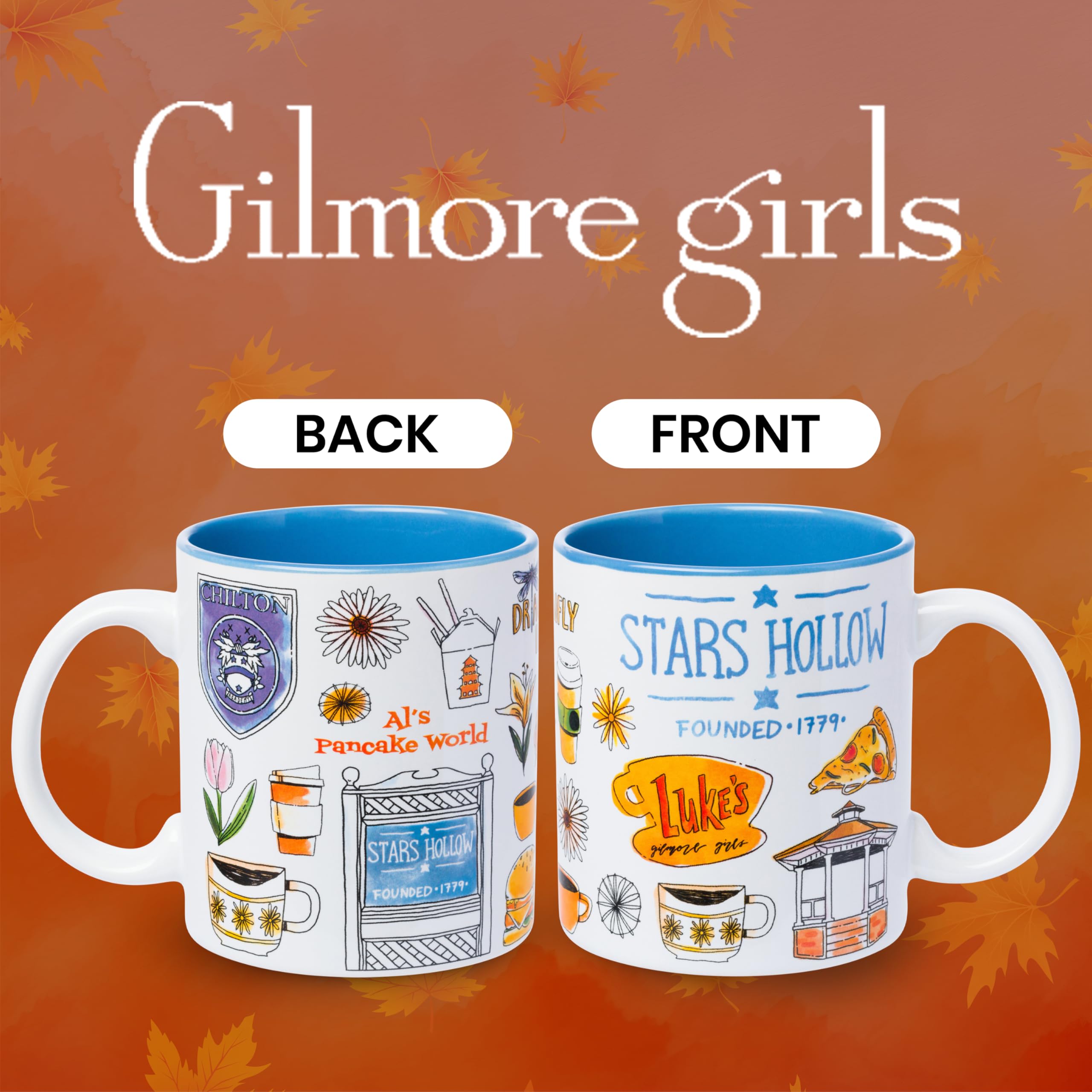 Silver Buffalo Stars Hollow map design mug adds vibrant color to your morning.