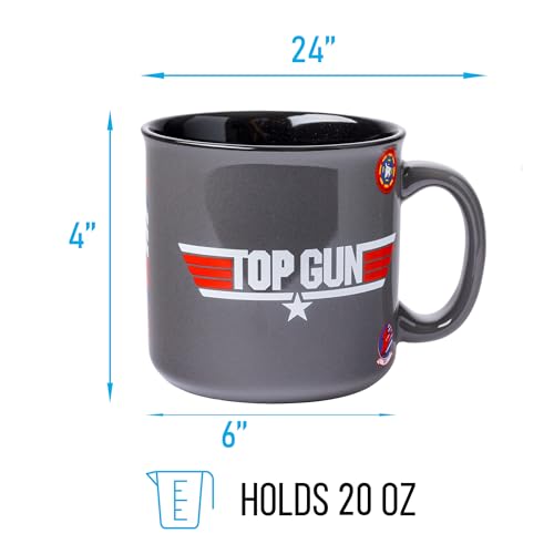 Silver Buffalo Top Gun Maverick 20oz mug back logo, bold display for desk or shelf.