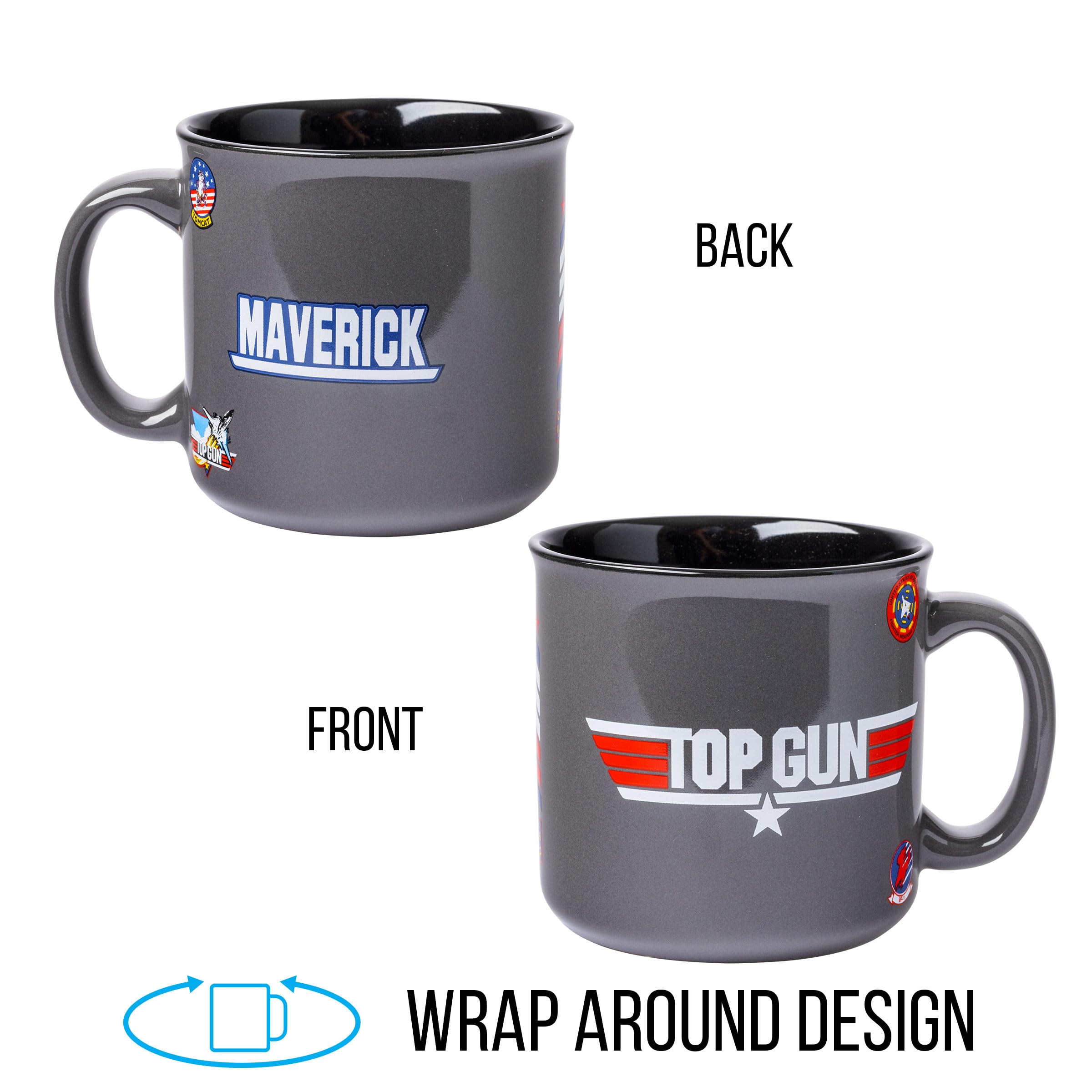 Silver Buffalo Top Gun Maverick 20oz mug dishwasher-safe and BPA-free for easy care.
