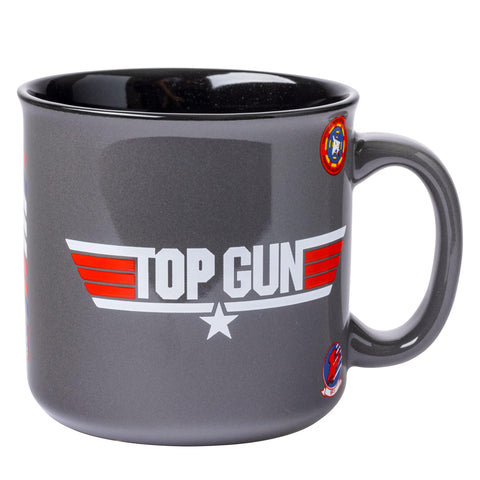 Silver Buffalo Top Gun Maverick 20oz mug front logo, ideal for daily coffee rituals.