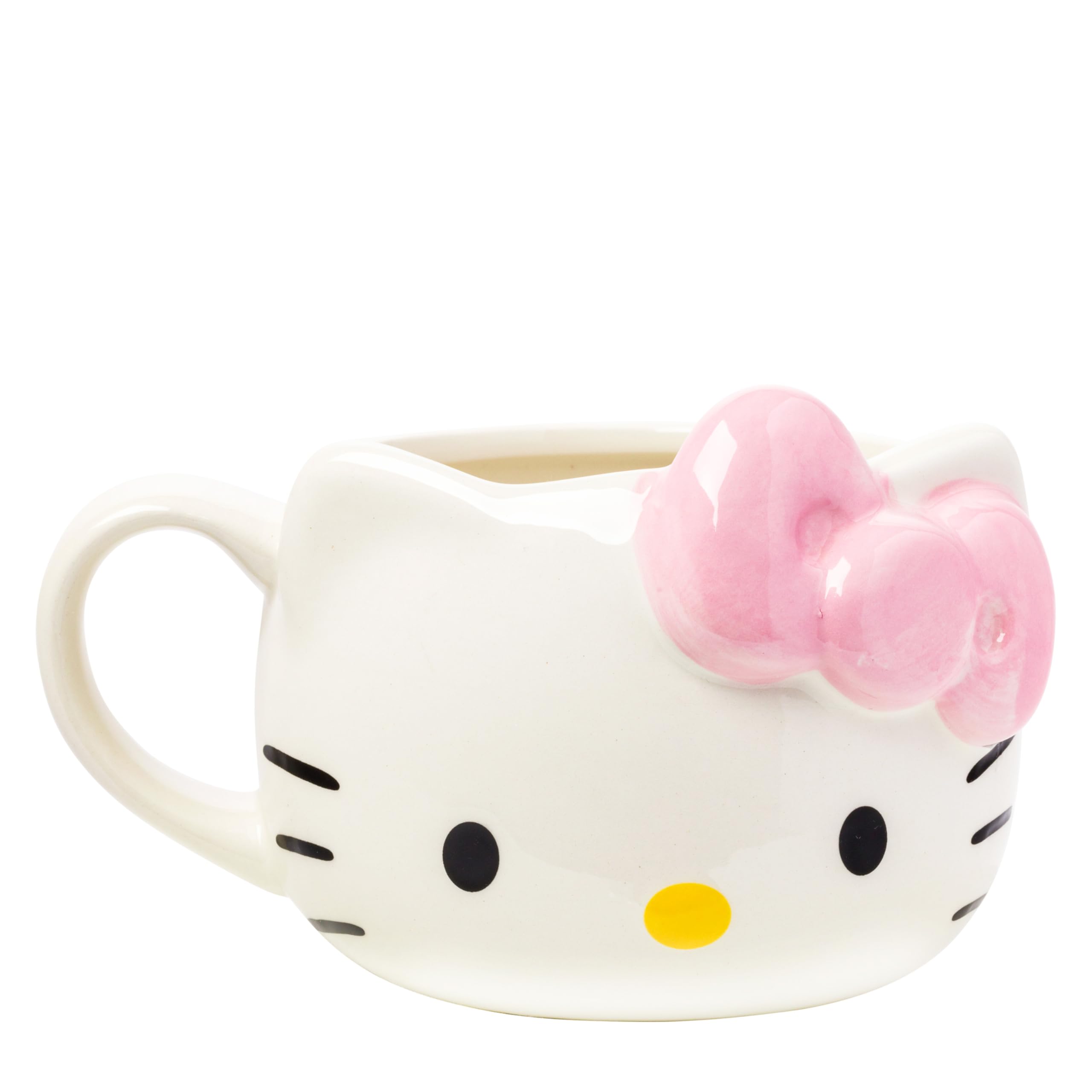 Silver Buffalo Hello Kitty 3D face mug, ideal for morning coffee.