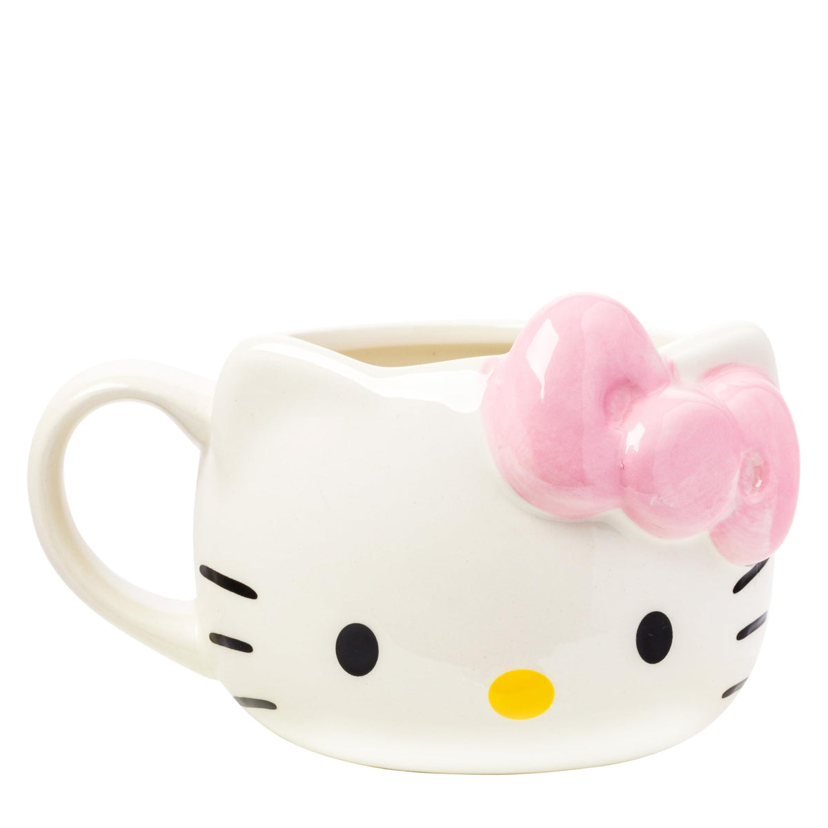 Silver Buffalo Hello Kitty 3D face mug, ideal for morning coffee.