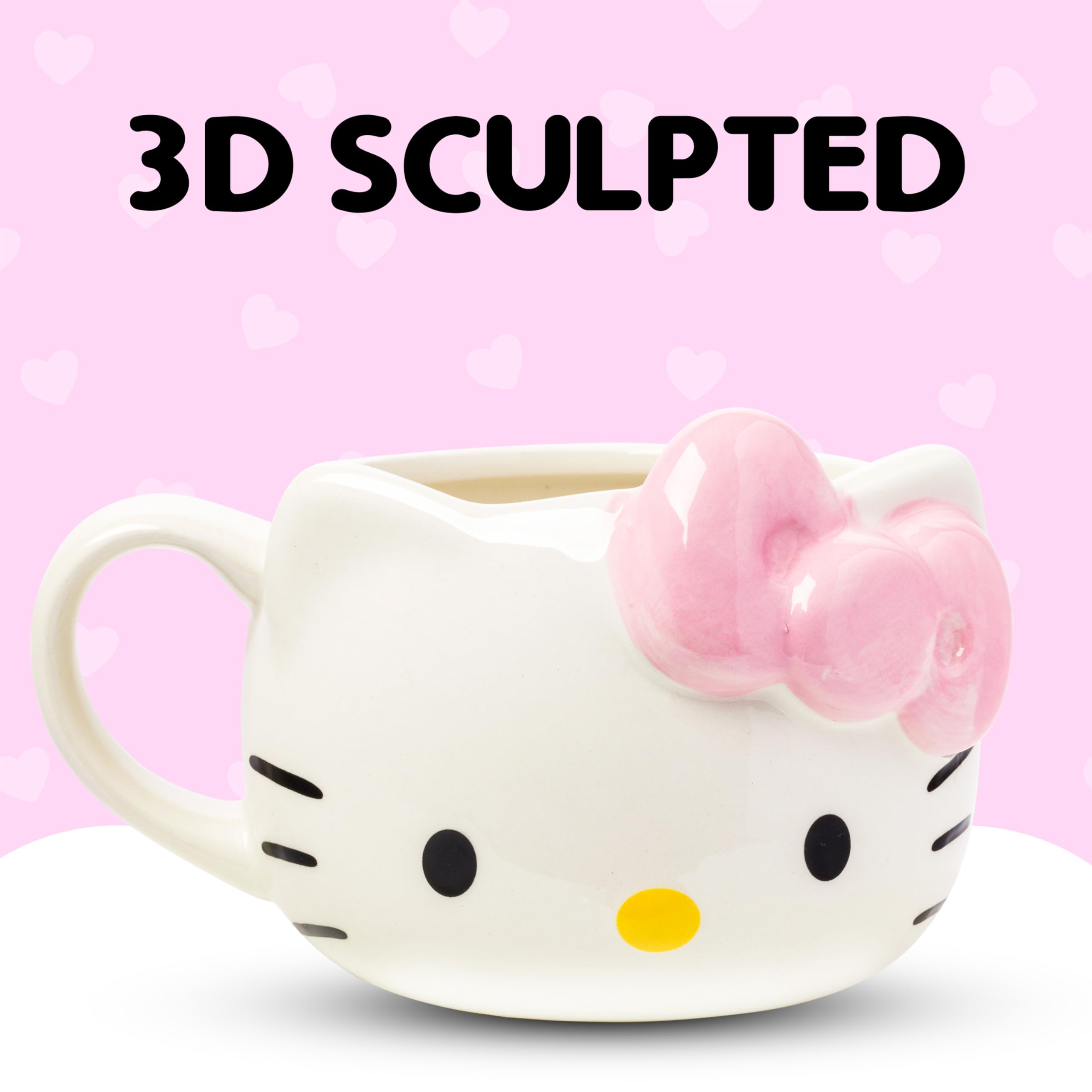 Silver Buffalo Hello Kitty sculpted mug, perfect gift for fans.
