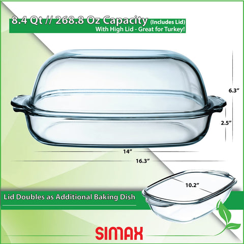 SIMAX borosilicate glass remains shatter-free through temperature changes, ideal for oven and fridge.