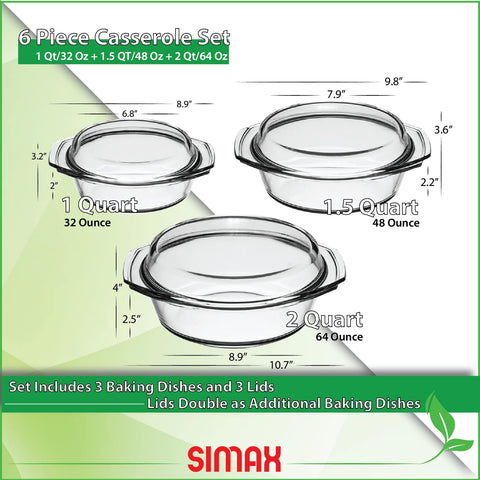 SIMAX 1-5qt casserole with tight-fitting lid for moisture retention.