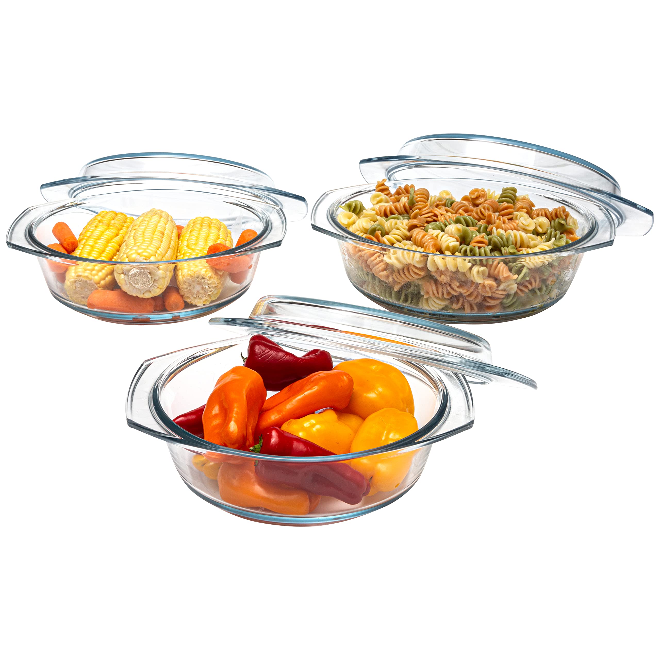 SIMAX 1qt casserole dish ready for oven-to-table service with crystal-clear borosilicate glass.