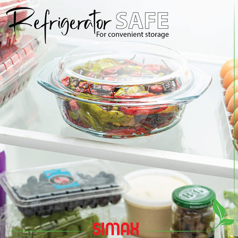 SIMAX glass dish transitions from fridge to microwave for leftovers