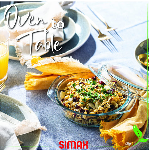 SIMAX 1 quart borosilicate dish ideal for oven-to-table.