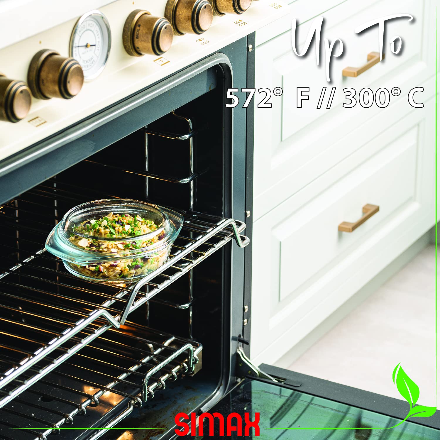 SIMAX dish with durable handle design for easy transport.