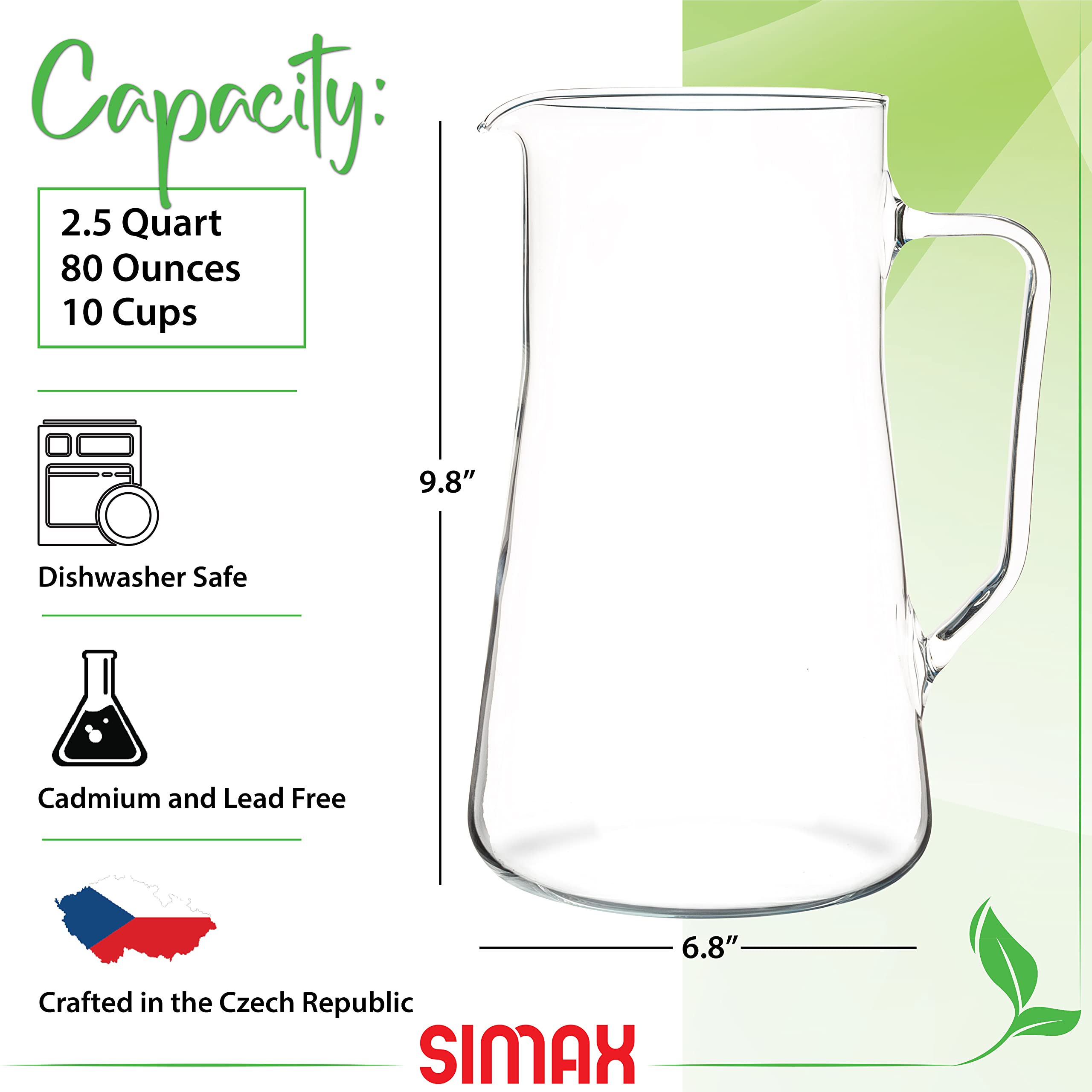 SIMAX pitcher handle offers comfortable grip during refills