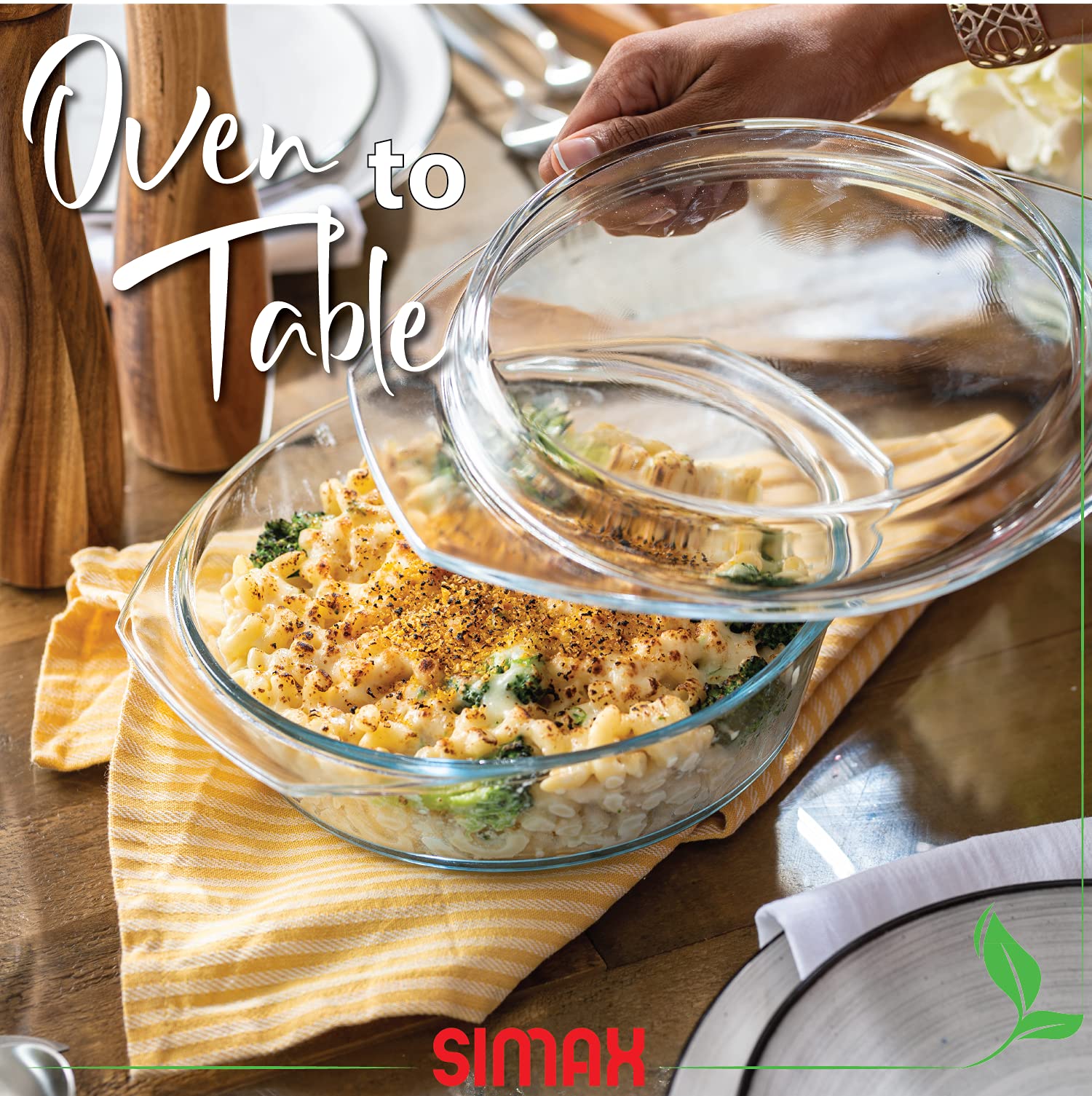 SIMAX stackable baking dish with flat lid saves fridge space