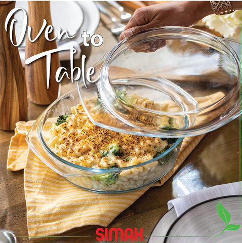 SIMAX stackable baking dish with flat lid saves fridge space