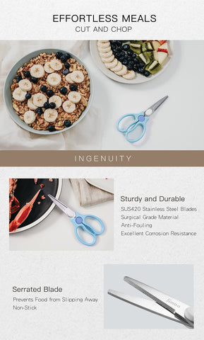 Simba stainless steel blue scissors resist rust for durable travel kitchen use