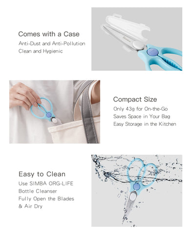 Simba portable scissors fit in bags for quick snacks and meal prep