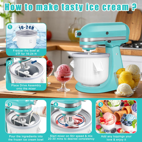 SIMBIKOO churning in action creates creamy ice cream, gelato, or sorbet.