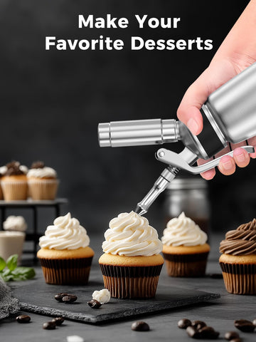 SimCoker recommends desserts, coffee, and mousse topping with this dispenser