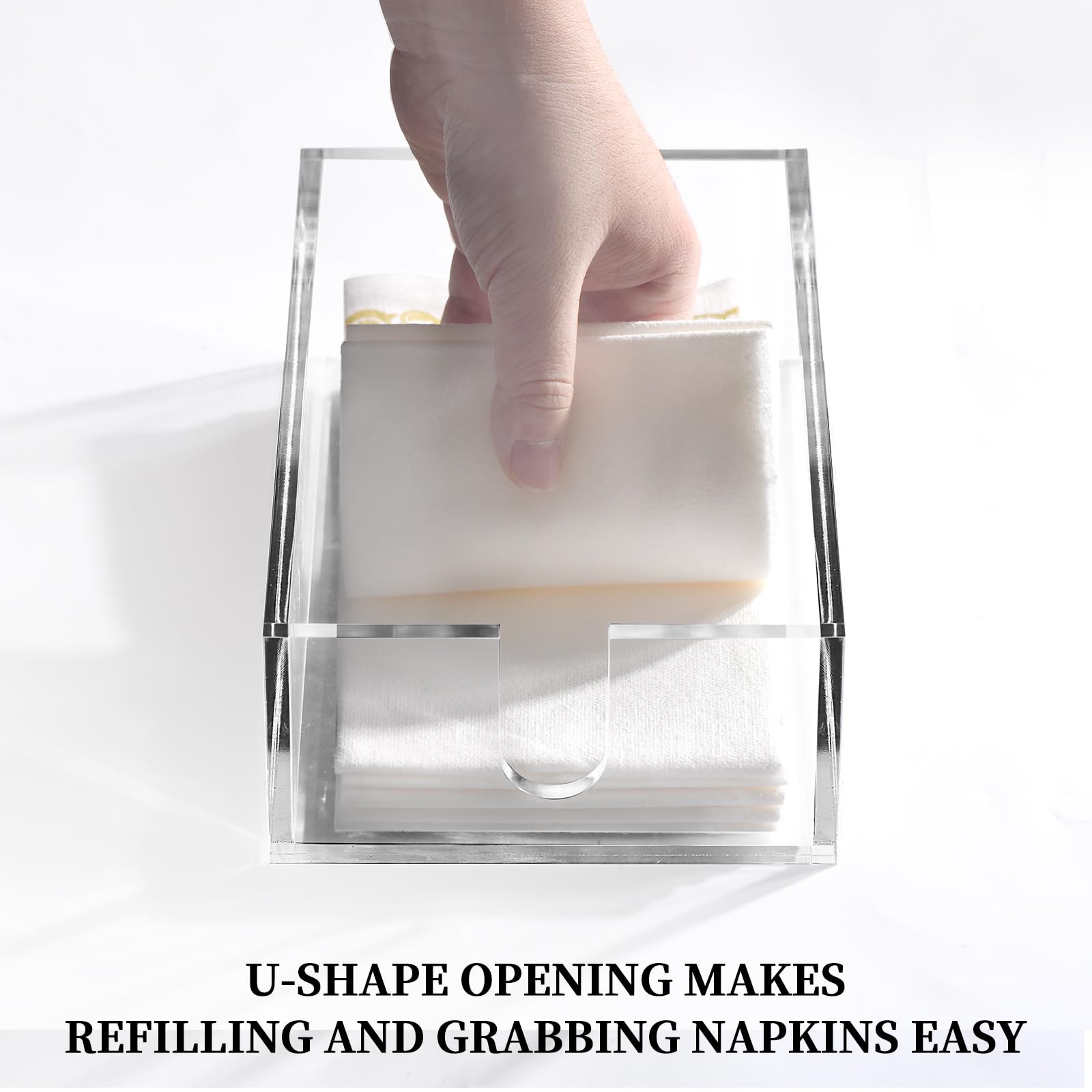 Simetufy acrylic napkin holder fits varied napkin sizes for versatile rooms.