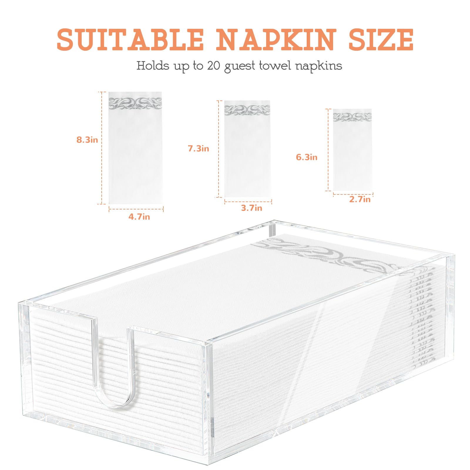 Simetufy acrylic napkin holder with non-slip feet protects surfaces during use.