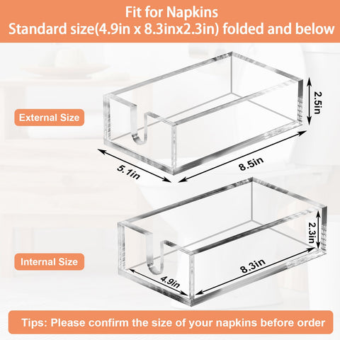 Simetufy acrylic napkin holder side opening for easy filling and quick access.