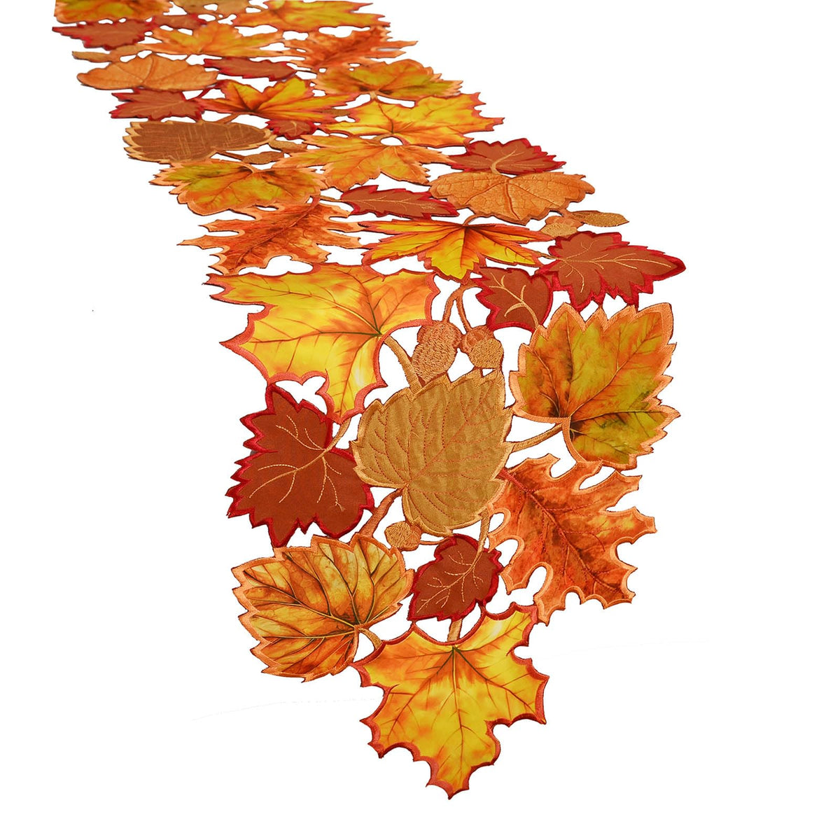 Simhomsen embroidered leaves table runner adds festive Thanksgiving decor