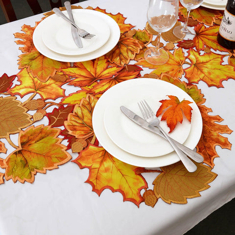 Simhomsen fall colors on the leaf embroidery table runner