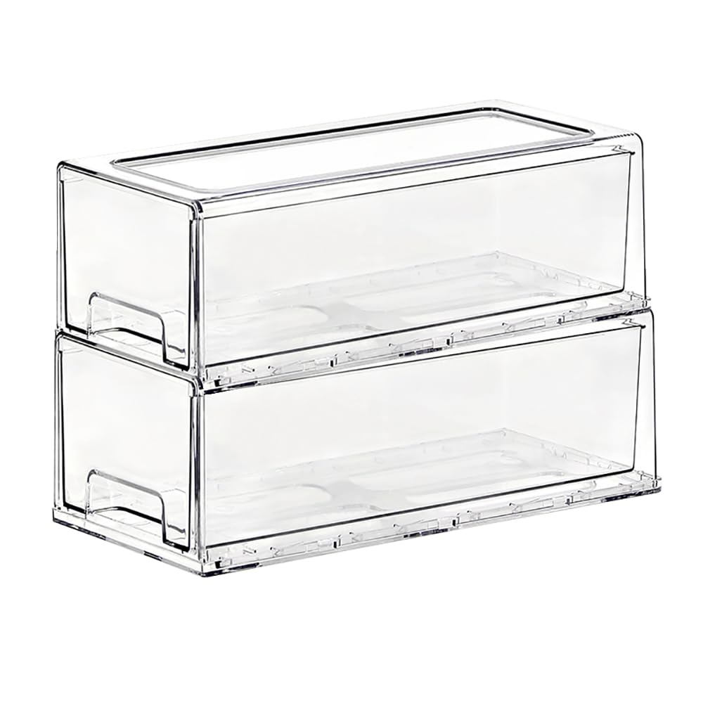 SIMPEXPE stackable drawer in pantry keeps cans neatly organized and easy to grab.