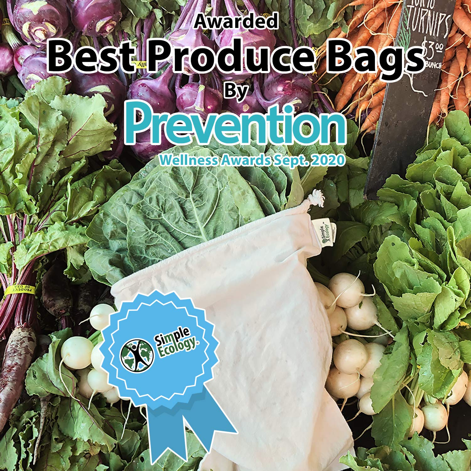 Simple Ecology organic cotton muslin bags protect produce without microplastics.