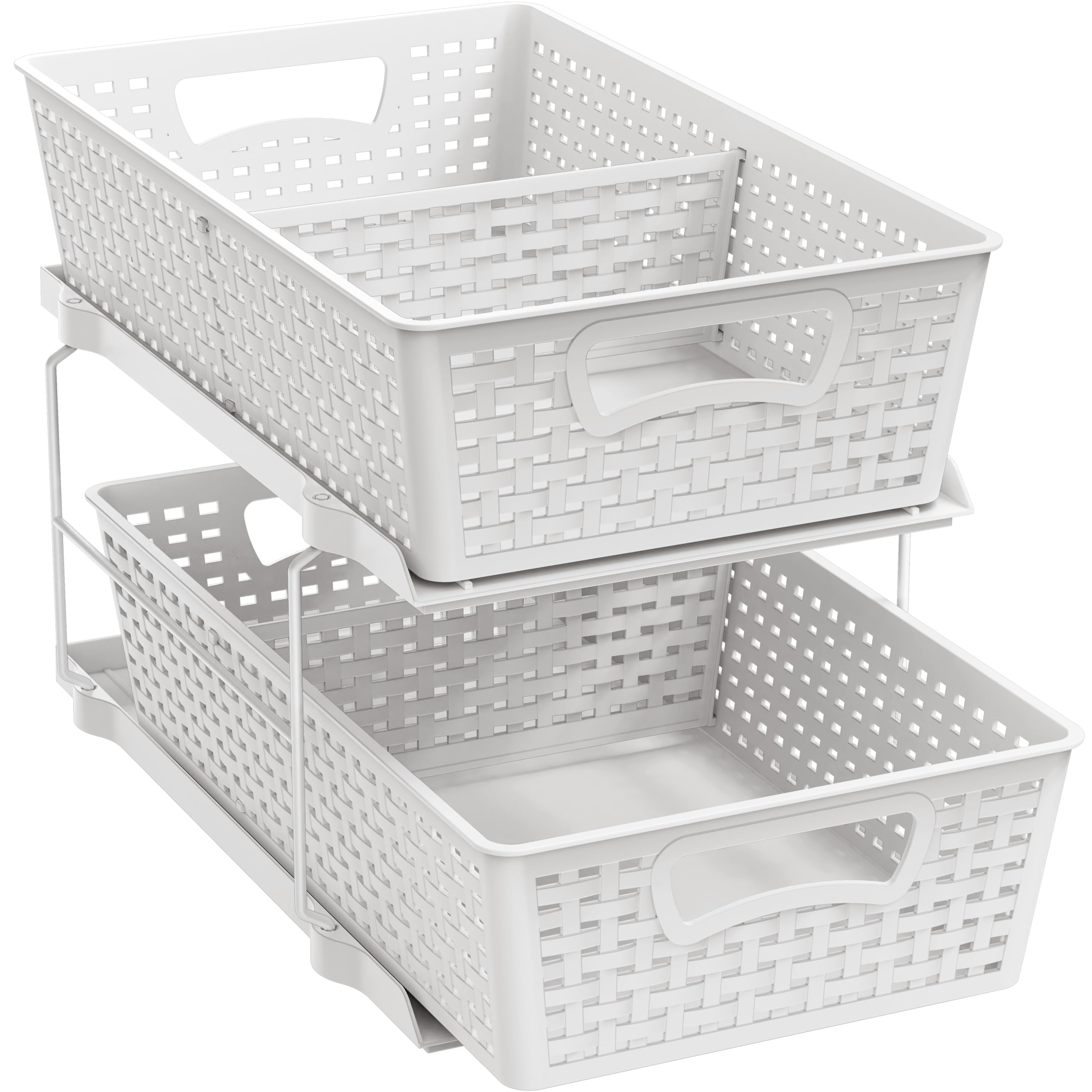 Simple Houseware 2-tier bathroom organizer with pull-out drawer, ideal under-sink storage.