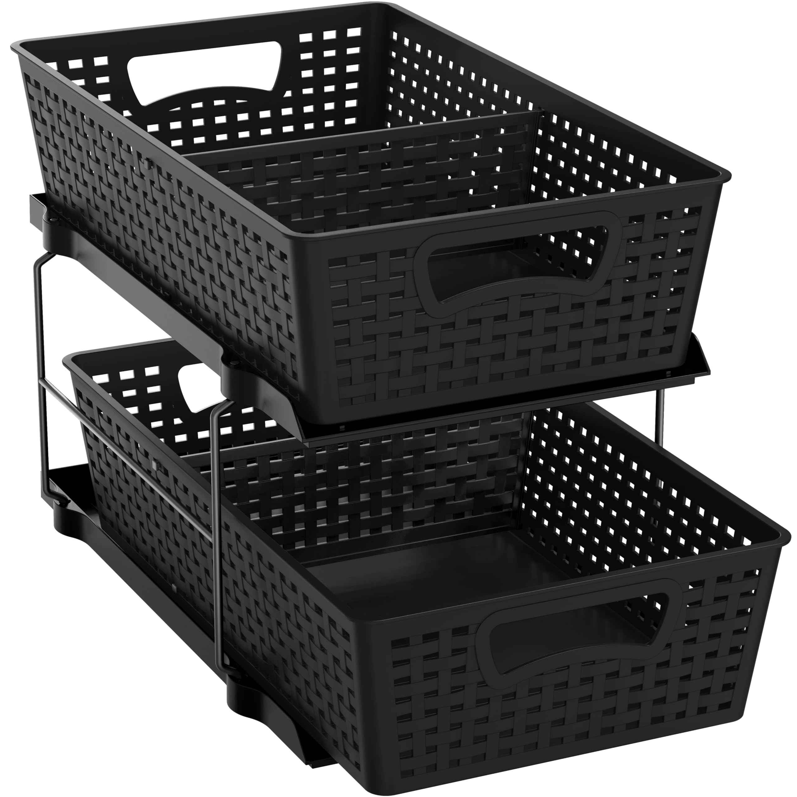 Simple Houseware 2-tier bathroom organizer with sliding drawer for compact under-sink storage.
