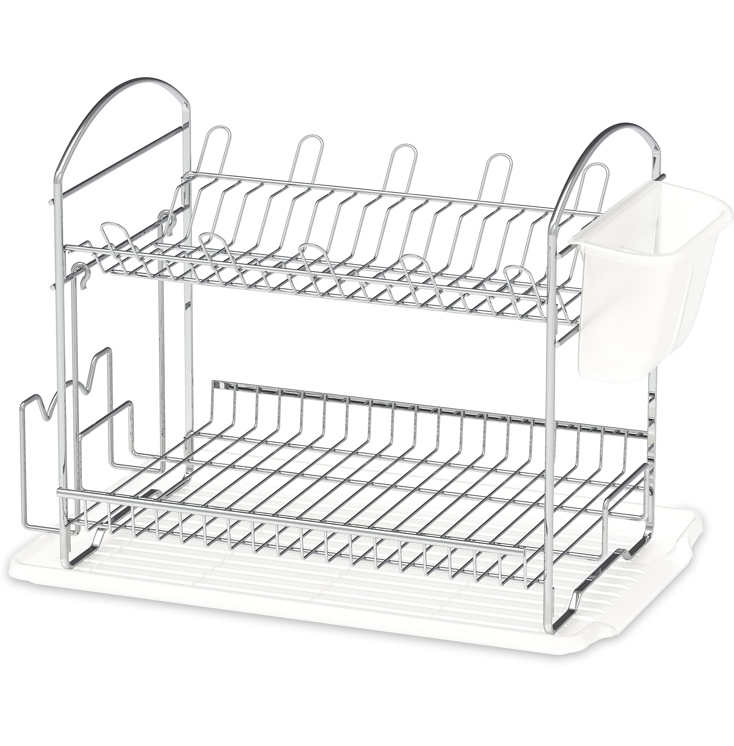 Simple Houseware 2-tier dish rack with translucent drainboard for efficient drying.
