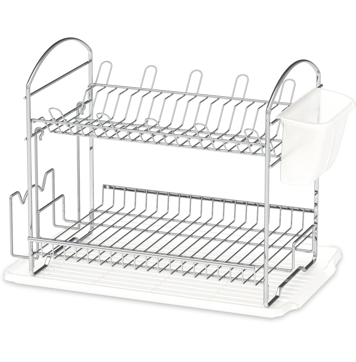 Simple Houseware 2-tier dish rack with translucent drainboard for efficient drying.