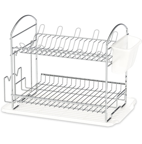 Simple Houseware 2-tier dish rack with translucent drainboard for efficient drying.