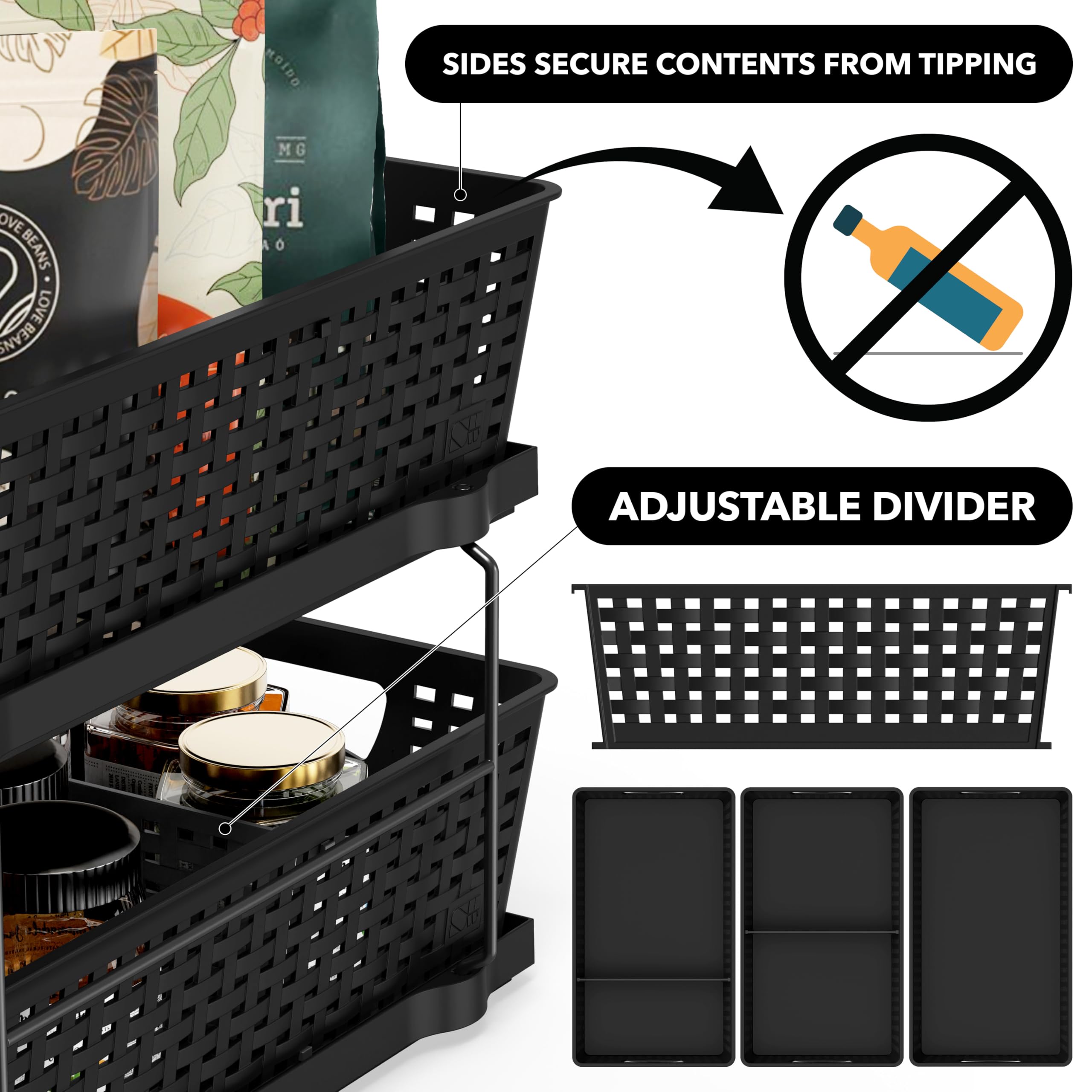 Simple Houseware anti-slip base keeps the unit steady on countertops or under-sink surfaces.